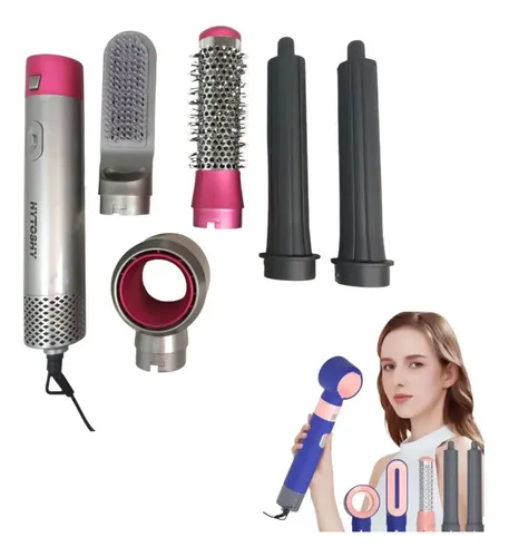 Set Moldeador Secador De Pelo Cepillo 5 En 1 Color Gris