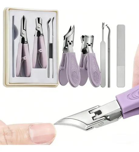 Kit Manicura Profesional 5 Piezas Cortaúñas Purple