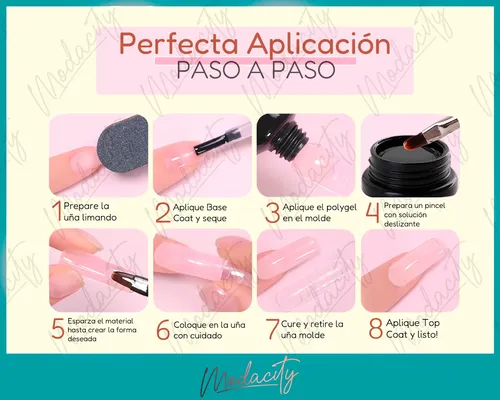 Kit X3 Polygel Semipermanente Completo Cabina Uv Led Uñas