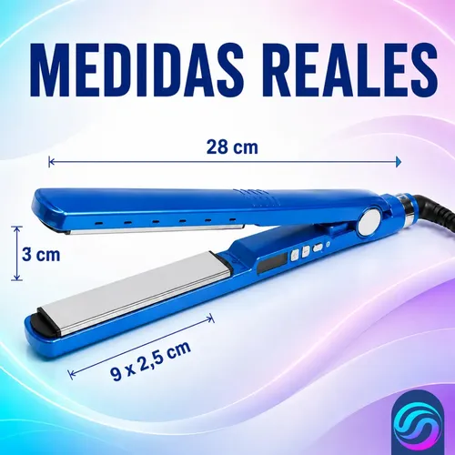 Plancha Pelo Digital Nano Titanium Hasta 250°C Color Azul Profesional Alisadora Planchita Cabello Liso Brillo Antifrizz Temperatura Regulable Cerámica Iónica Rápida Salón Hogar Viaje Premium Enarium