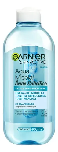 Agua Micelar Skin Garnier Con Ácido Salicílico X 400 Ml
