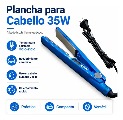Alisador De Pelo Nano Titanio 35w Color Azul Uso Diario