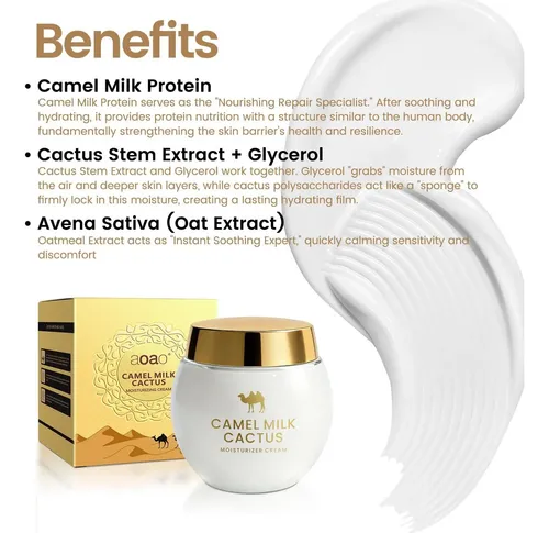 Crema Nocturna Hidratante Aoao Con Leche De Camello Y Cactus