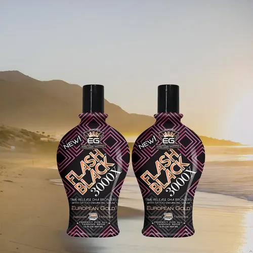 Loción Bronceadora European Gold Flash Black 3000x, 12 Onzas
