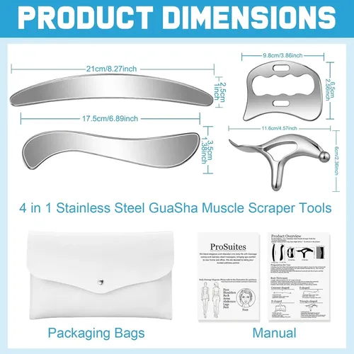 Set 6 Herramientas Metal Masaje Gua Sha Muscular