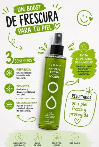 Loción Natural Fresh Tónico Hidratante Descongestivo Icono