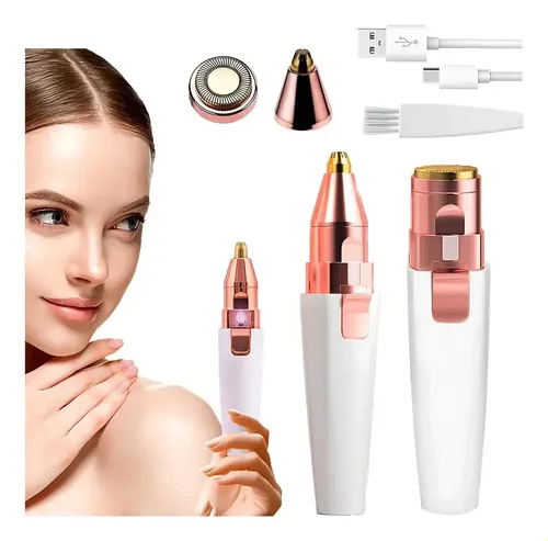 Depiladora Facial Eléctrica 2 En 1 Recargable Por Usb Blanca
