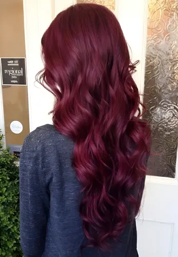 Cortina De Cabello Orgánica Tipo A Importadas Color Rojo Ondulado