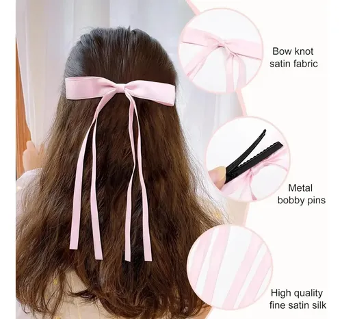 8 Pinzas De Pelo Moño De Cinta De Satín Para Niñas