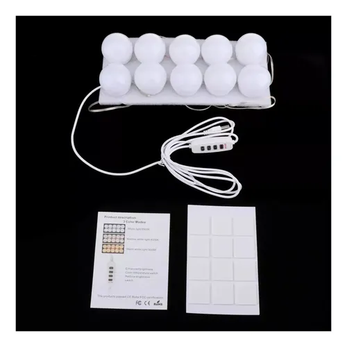 Luces For Espejo De Maquillaje, 10 Bombillas Led, 3 Coloresf