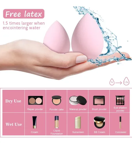 Set 37 Pinceles Y Esponjas De Maquillaje Con Rizador