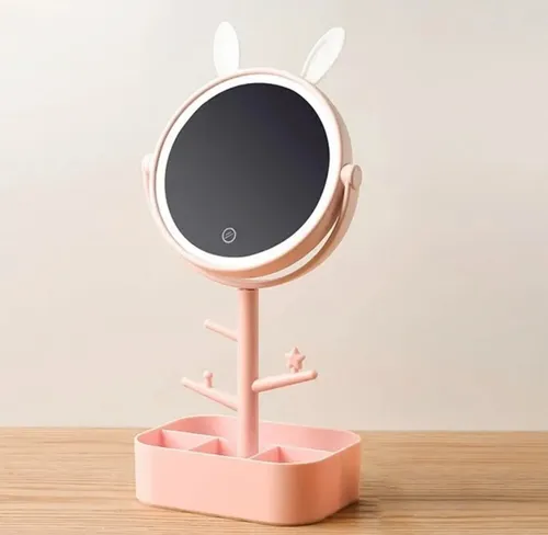 Espejo De Maquillaje C/ Led – Diseño – Pantalla Tactil Marco Rosa claro