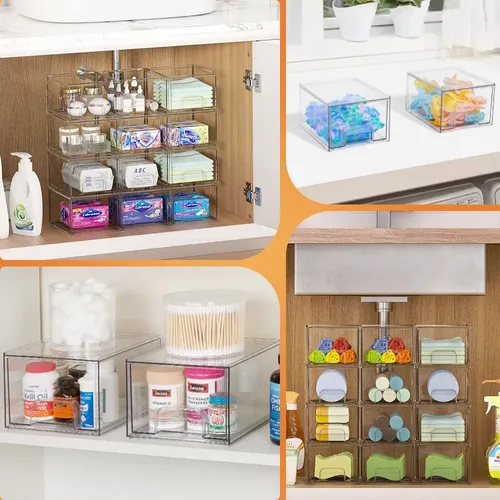 1 Caja De Almacenamiento De Cosméticos Apilable Con Cajones Claro