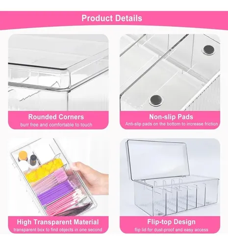 Organizador De Pestañas Acrílico Con Tapa Blanco 21 Cm