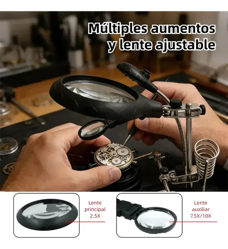 Soporte De Soldadura Para Lupa De 2,5/7,5/10x Con Luz Led