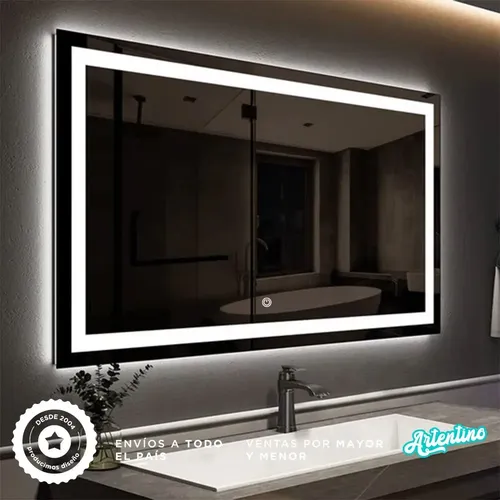 Espejo Led Pared Touch Rectangular Guarda Esmerilada 70x50cm