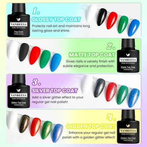 Kit Uñas Gel 75 Piezas Colores Base Y Top Coat
