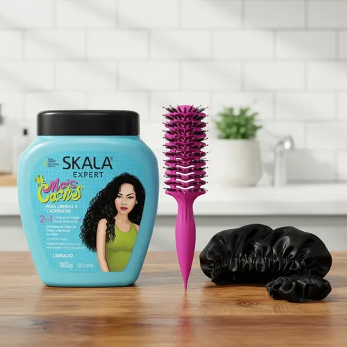 Kit Rulos Skala Mais Cachos + Cepillo Definidor + Cofia Sate