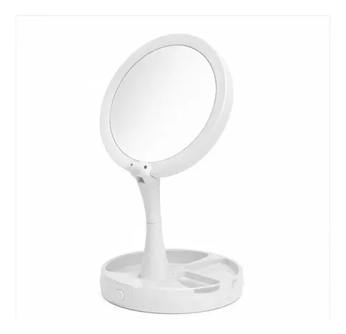 Espejo Maquillaje Led Con Luz Base Organizadora De Mesa