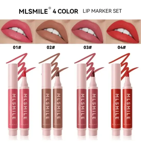 Set Lip Marker X4 Mlsmile Delineadores Fibra Tattoo Palladio