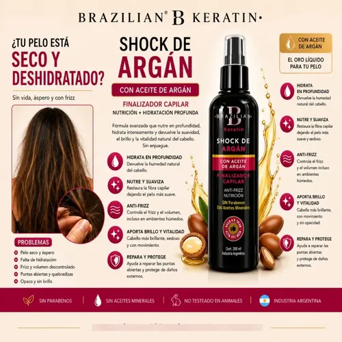 Brazilian Keratin Shock Argán Finalizador Capilar 200ml