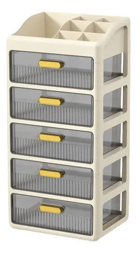 Organizador De Escritorio Y Maquillaje 5 Niveles Marrón Crem Creamy Brown 5 Tier