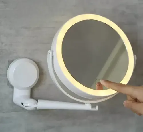 Espejo Cosmético Led De Pared Pantalla Táctil Plegable 360°