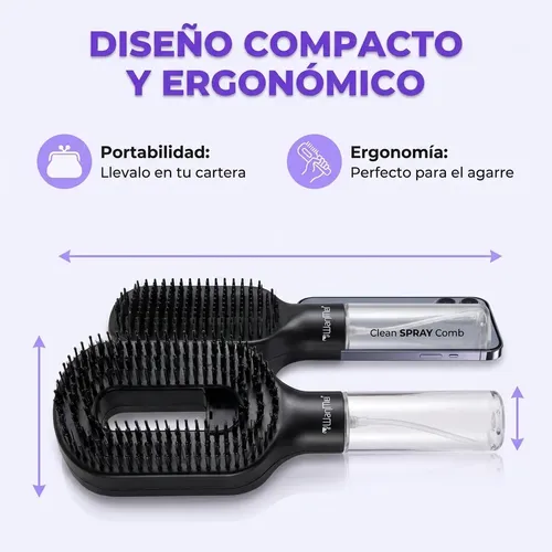 Cepillo Spray Antifrizz Masajeador Desenredante Rizos