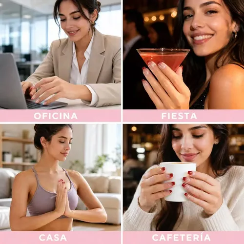 Uñas Luvina Postizas Autoadhesivas Diseño French Clásicas