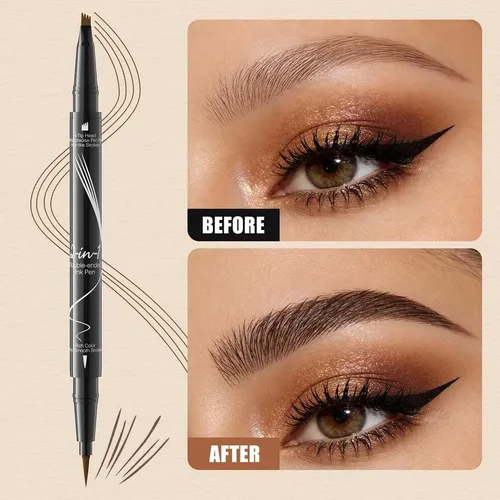 Lápiz Microblading 2 En 1 Para Cejas Impermeable Gris