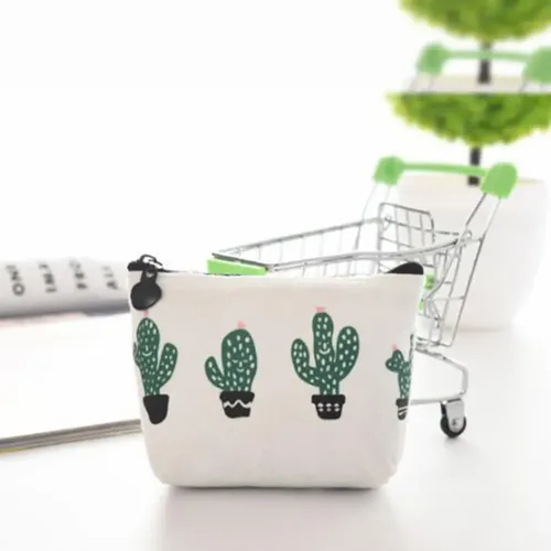4 Estuches De Lona Cactus Para Lápices Y Maquillaje