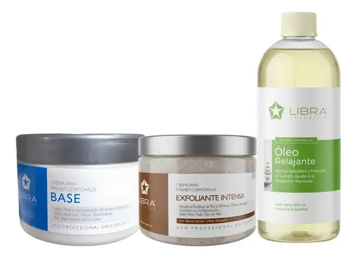 Kit Reductor Corporal Masajes Exfoliante Crema Base Aceite Relajante