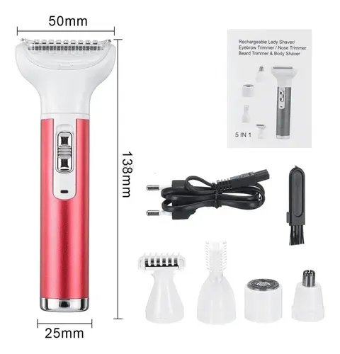 Afeitadora Mujer 5 En 1 Ceja Pierna Exfoliador Usb Recarg