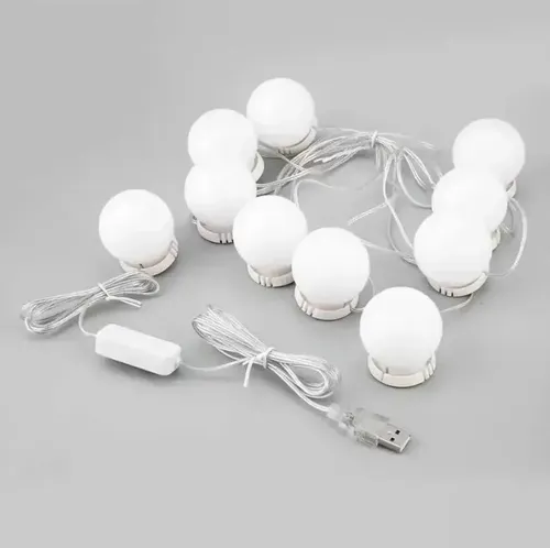 Luces LED Maquillaje Espejo Hollywood USB 10 Jessamy Fría E161
