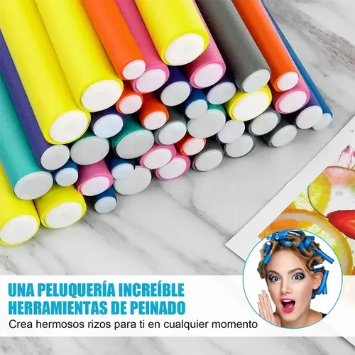 Set 42 Ruleros Para Pelo Sin Calor Multicolor