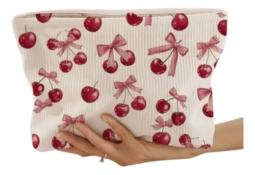 Cosmetiquera, Bolso, Lapicera, Maquillaje, Moño, Cerezas