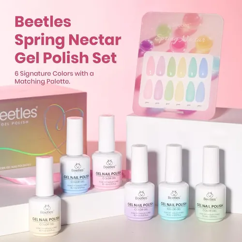 Set Esmaltes Gel Beetles Spring Nectar 6 Colores Pastel 15ml