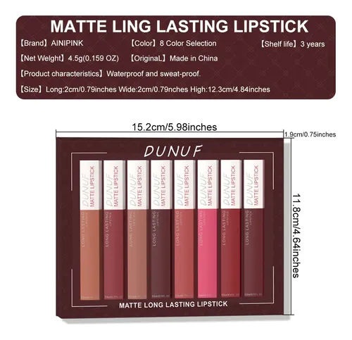 Labiales Líquidos Mate Larga Duración Dunuf X8 01