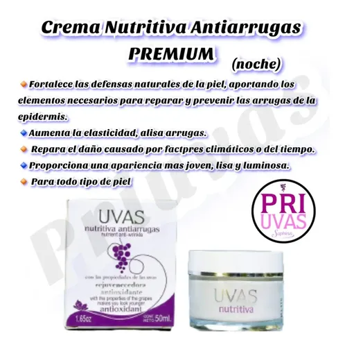 Crema Nutritiva Antiarrugas Concentrada 50ml Uvas Cosmeticos