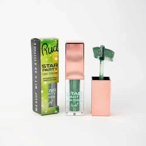 Sombra Liquida Star Party Liquid Eyeshadow Tono Nebulan Gleam (verde) Acabado Con Glitter Rude Cosmetics