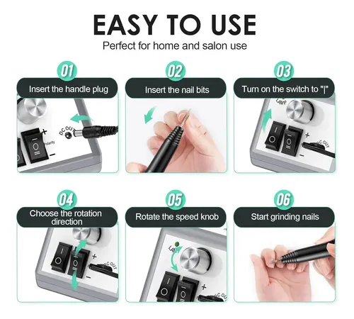 Set Torno Uñas Manicuría Profesional Variación Velocidades