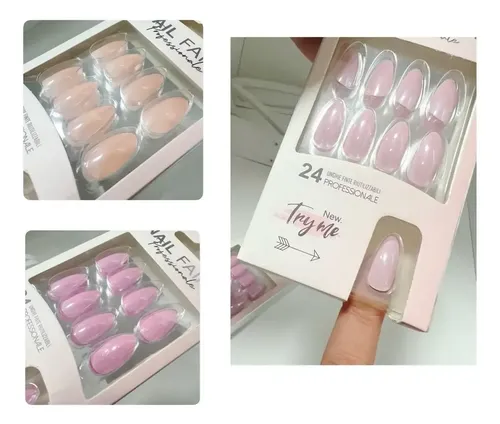 Uñas Postizas Autoadhesivas Almendras Efecto Aurora Mujer 5 Liso