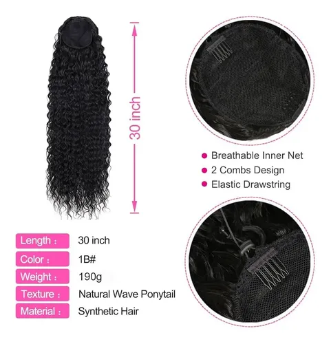 Coleta Postiza De Rulos Ponytail Largas Curly Extension Cola