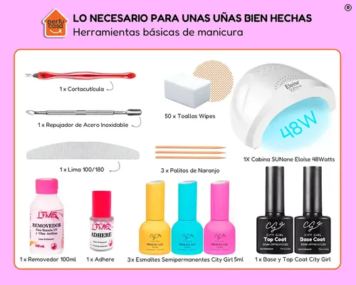 Kit Inicial Manicura Pedicura Uñas Esculpidas Semipermanente