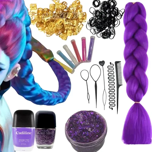 Kit Trenza Kanekalon A35 Violeta Kpop Peinado Guerreras Lfme