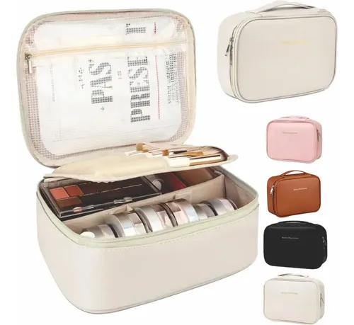 Bolso Organizador Maquillaje Neceser Simil Cuero Colores