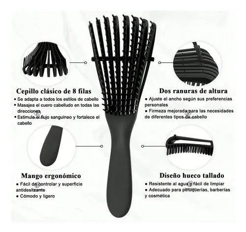 Kit 11 Peines Para Peinar Rizos Cabello Negro Negro