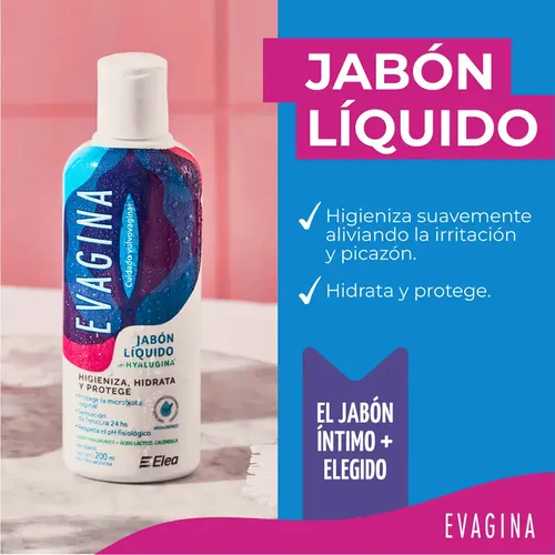 Evagina Jabón Líquido Íntimo Higieniza Hidrata Protege 200ml