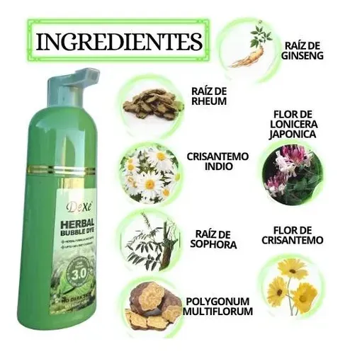 Dexe Herbal Bubble Dye/ Shampoo Cubre Canas Instantáneo Castaño Oscuro 3.0