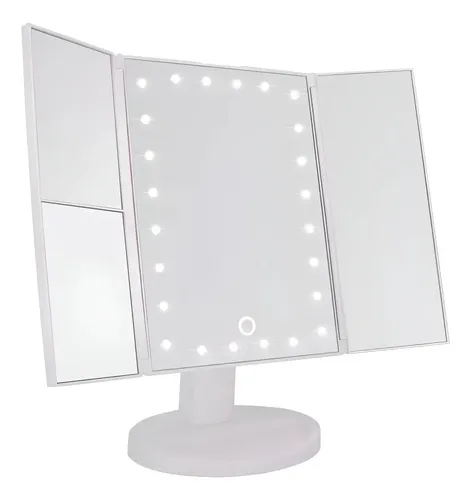 Espejo Maquillaje Giratorio 22 Led 3 Aumentos Usb Bateria Bl